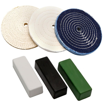 6PC 8 Inch Stainless Steel Polishing Buffing Wheel Kit Pads for Bench Finishing