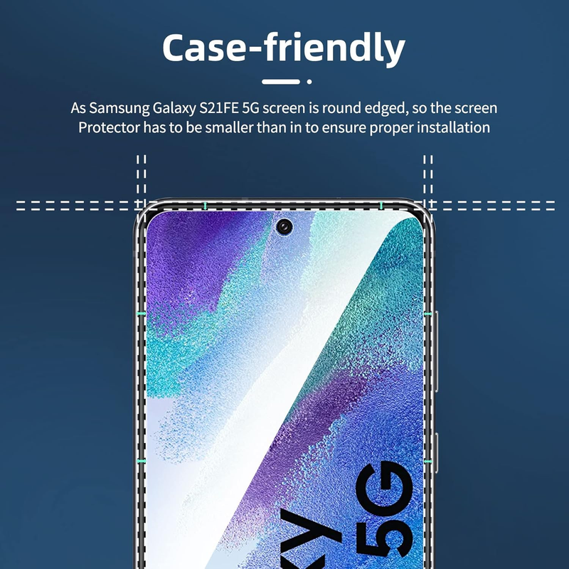 3 Pack Designed for Samsung Galaxy S21 FE 5G Screen Protector Tempered Glass,Cas