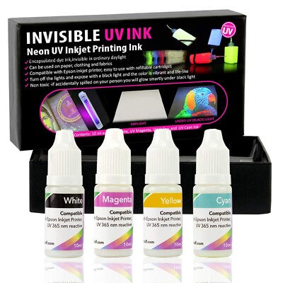 Professional Invisible UV Ink for Inkjet Printers 4 Colors Set, 10 ml/Color, ...