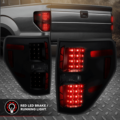 Для 09-14 Ford F-150 Красный светодиодный Задний фонарь Стоп-сигналы заднего хода Копченая пара