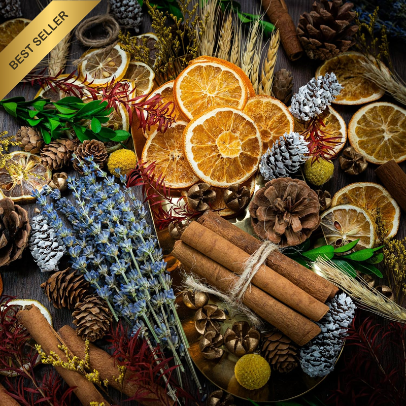 DIY Dried Flowers Kit with Lavender, Pinecone, Scented Orange Slices, Lemon Slic