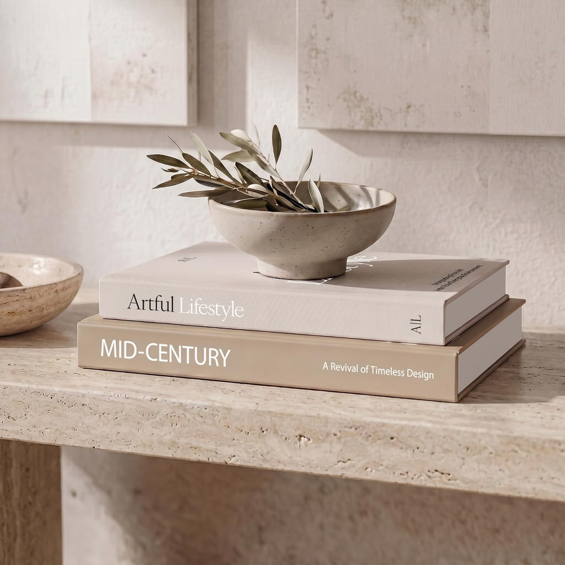 Aesthetic Decorative Books Set of 2 - Stylish Boxes for Coffee Table Decor