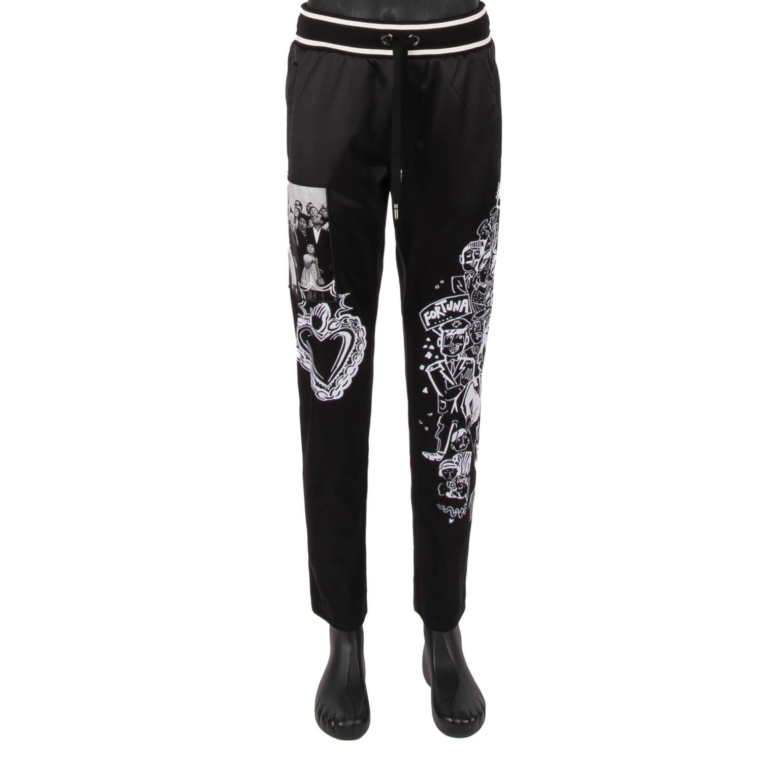 

DOLCE - GABBANA Брюки-джоггеры Брюки с логотипом Sacred Heart DNA Print Черный 11283