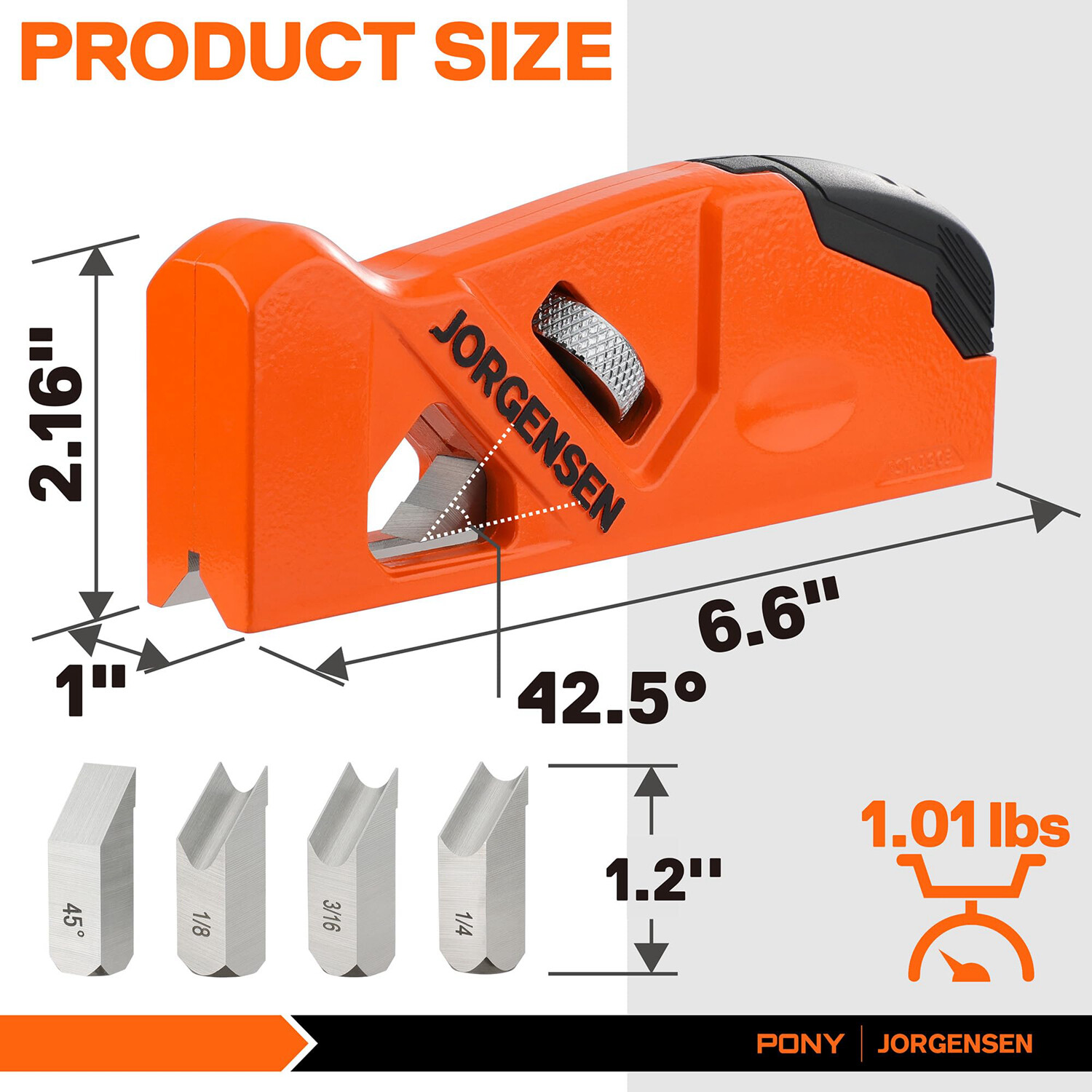 JORGENSEN Chamfer Plane Edge Corner Plane 4 Cutter Head Storage Space Hand Plane