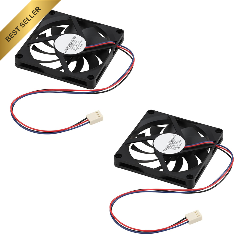 2Pcs 3Pin 8010 Brushless DC Cooling Fan 12V/0.13A 80×80×10Mm for CPU Cooler