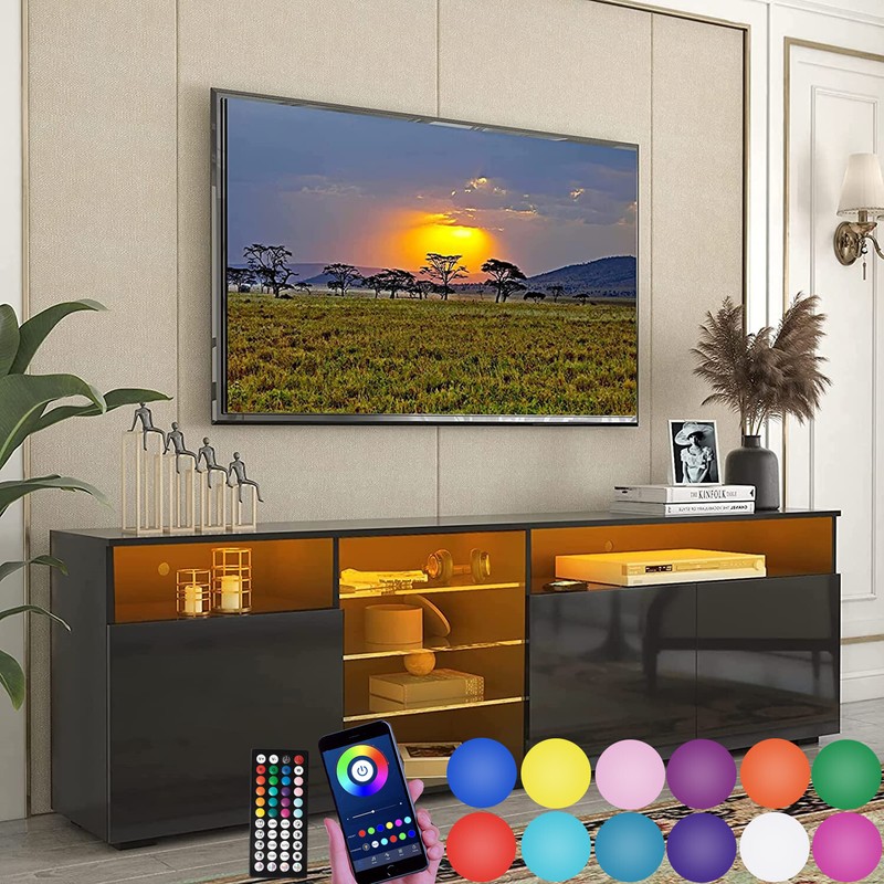 With Storage High Gloss Entertainment Center For 70 Inch Tvs
