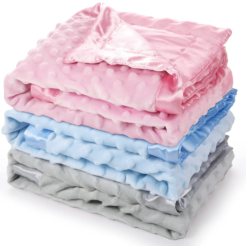 S For Girls And Boys Soft Dot Blankets With Silky Satin Bac