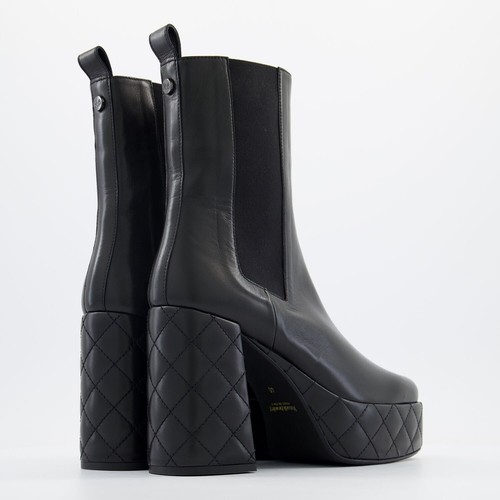 Russell & Bromley Mega Black Leather Platform Heeled Ankle Boots UK 7