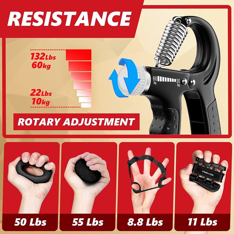 Hand Grip Strengthener Workout Kit 5 Pack Adjustable Resistance Diverse Exercise