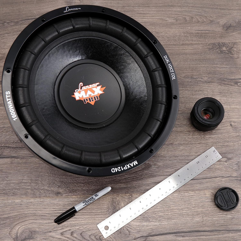 Lanzar 12In Car Subwoofer Speaker - Black Non-Pressed Paper Cone, Stamped Steel