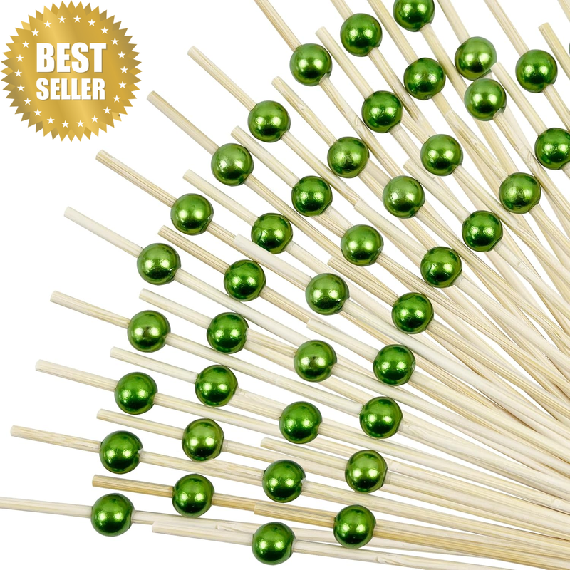 200Pcs Green Decorative Cocktail Picks, 4.7 Inch Fancy Cocktail Toothpicks for A