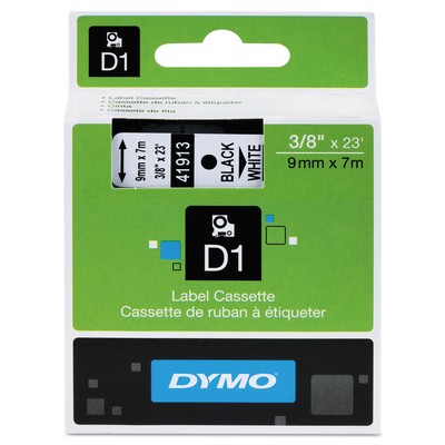 DYMO D1 High-Performance Polyester Removable Label Tape 3/8'' x 23 ft Black on