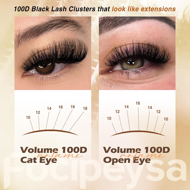 Fluffy Eyelash Extension Kit Volume Lash Clusters Kit 10-18mm Individual Lashes