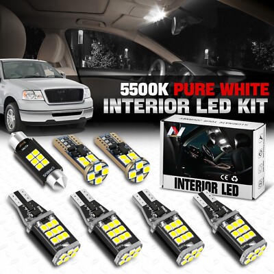 [7шт] Для 04-08 Ford F150 Белая внутренняя светодиодная лампа Canbus с купольной картой номерного знака