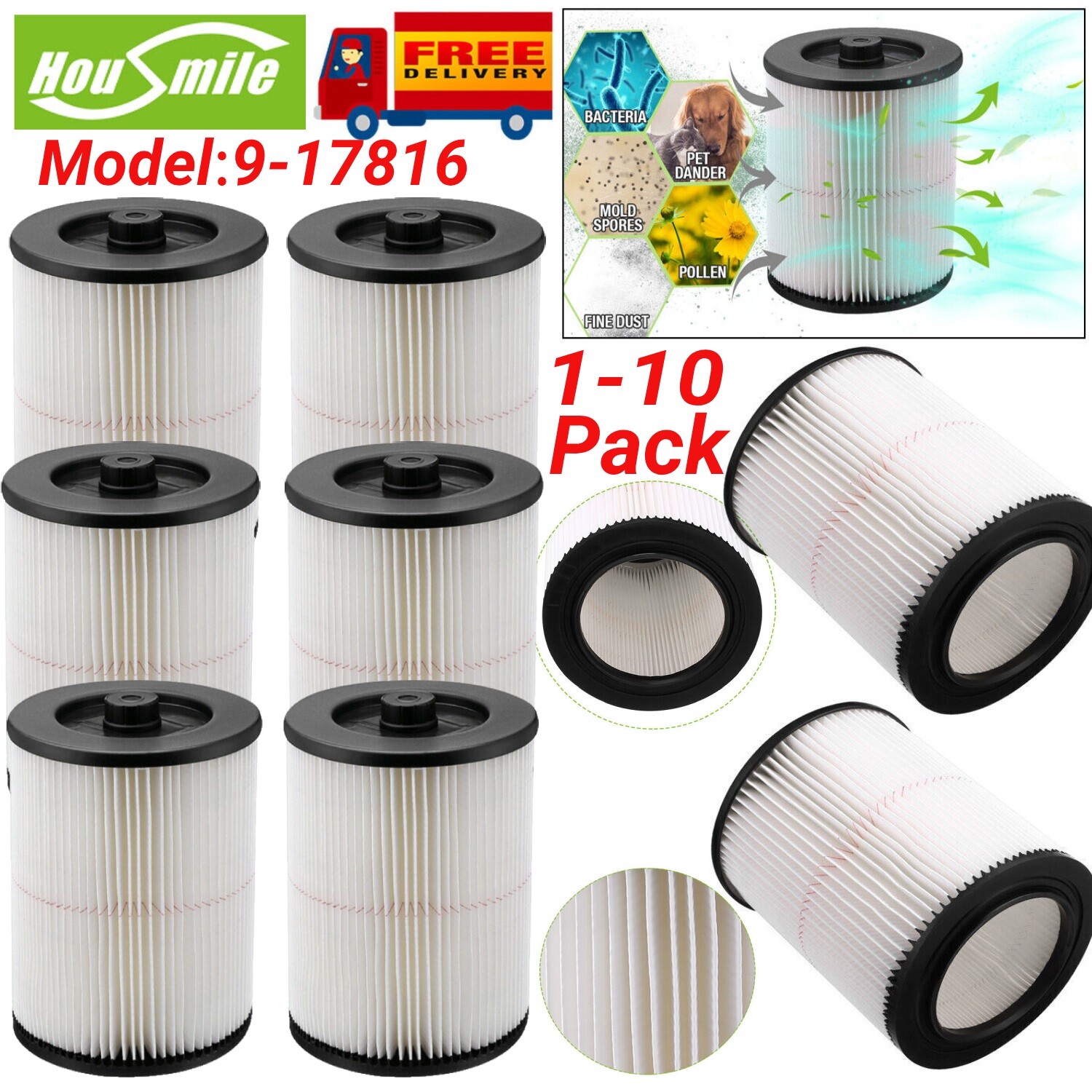 そーた Replacement 17816 Filter Cartridge for Shop Vac 9-17761