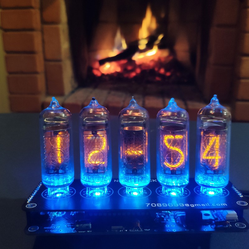 Nixie Clock IN-14 & IN-19 RGB Backlight Assembled *Alarm, USB