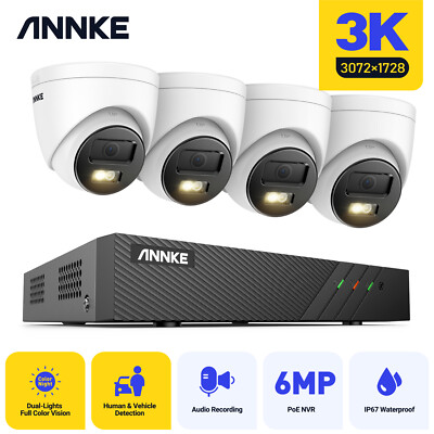 ANNKE 8CH H.265+ 6MP 8CH NVR Dome 5MP Color POE IP Security Camera System CCTV 