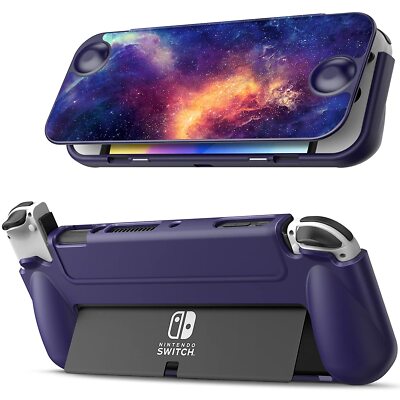 Flip Case for Nintendo Switch OLED Model 2021 with Front Cover & Ergonomic Grip