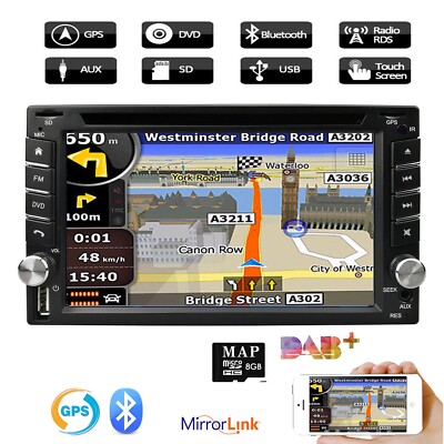 HD 2Din Car GPS Navigation DVD Player In-Dash Stereo Radio TV Bluetooth +Camera