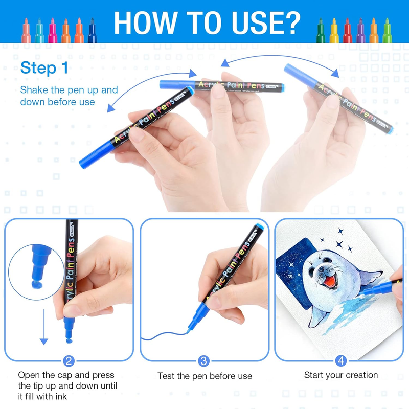 Acrylic Paint Pens Paint Markers Set of 24: Extra Fine Point Acrylic Markers for