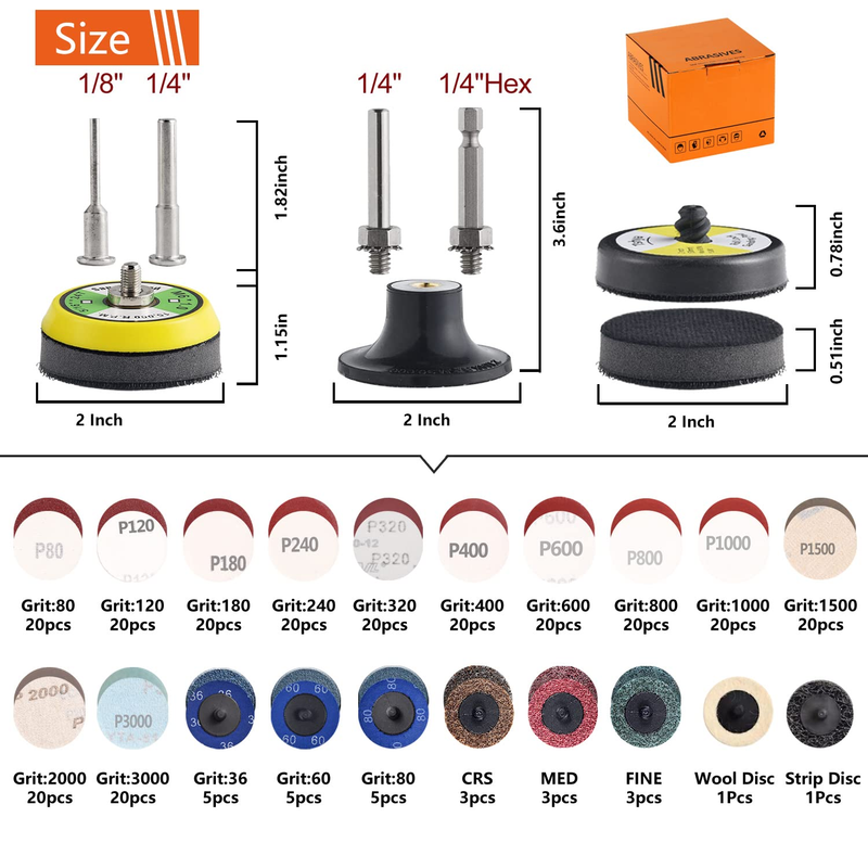 270Pack 2inch Sanding Discs Pad Variety Kit for Drill Die Grinder Accessories wi