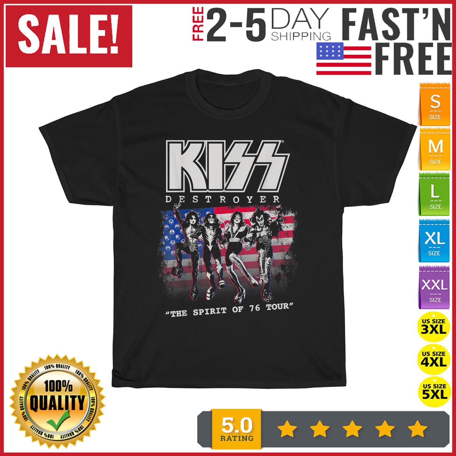 KISS Destroyer The Spirit of '76 Vintage T Shirt Men Fashion