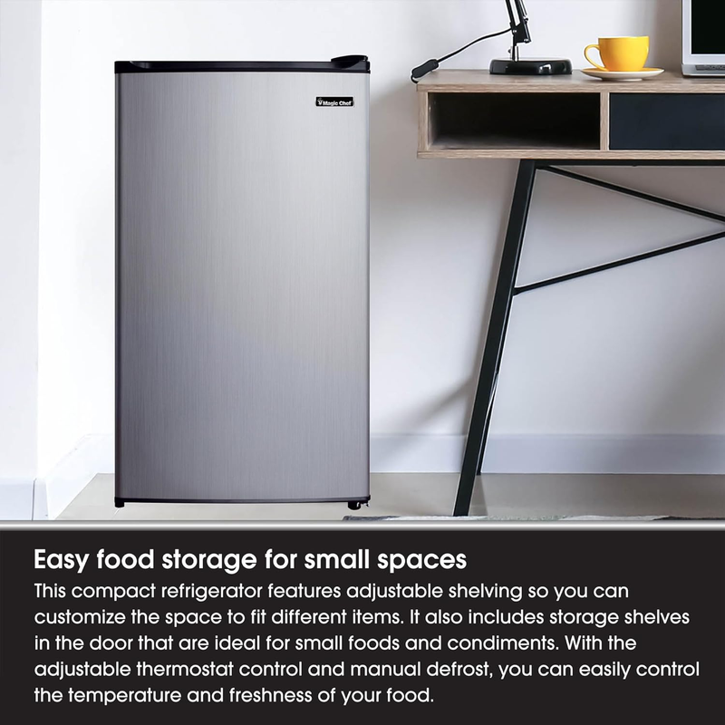 MCBR350S2 Compact Mini Refrigerator with Freezer Compartment, Small Portable Ref