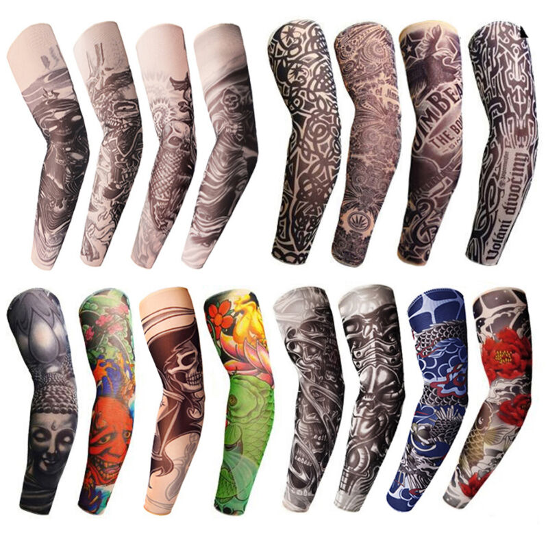 12PCS Cooling Arm Sleeves Outdoor Sport UV Sun Protection Arm Cover Tattoo Art