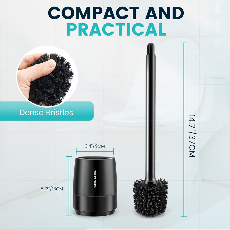 Toilet Brush Toilet Bowl Cleaner Brush and Holder with Dense Durable Scrubbing B