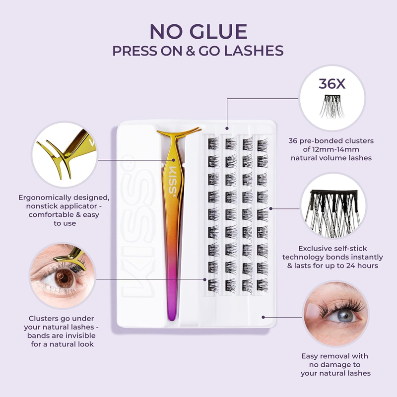KISS  Press-On Falsies Eyelash Clusters - Natural - 20 Clusters