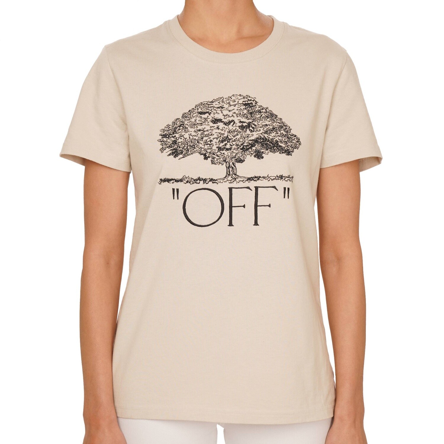 others OFF-WHITE  Black Logo Embroide OFF-WHITE Virgil Abloh Tree Embroidery Logo Cotton T-Shirt