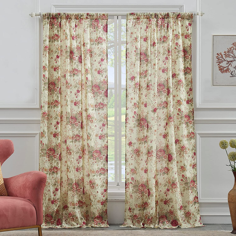 Greenland Home Antique Rose Curtain Panel Pair, 42 x 84 inch