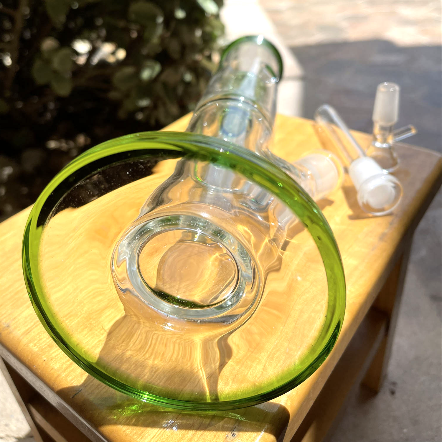 12" 30CM Green Glass Water Pipe Bong Hookah Mass Tree Percolator Bongs 14mmBowl