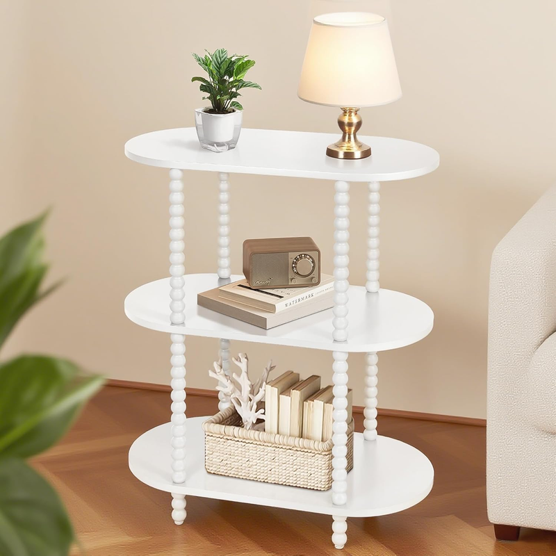 Modern 3-Tier Narrow Entryway Table for Small Spaces, White Wood