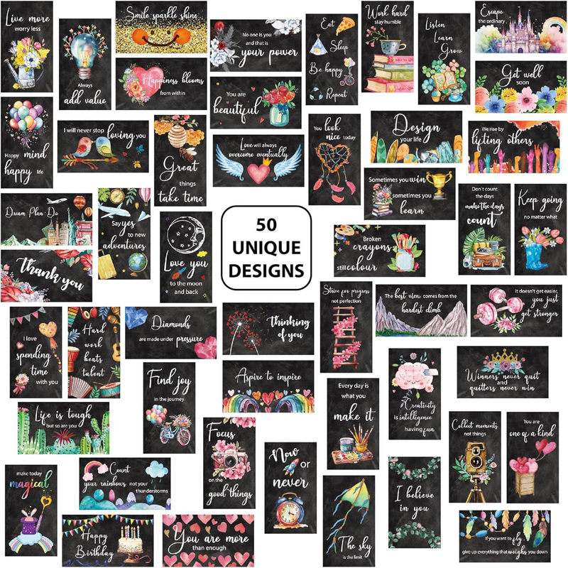 Inspirational Cards 50Pcs Chalkboard Design Motivational Encouragement Kindness