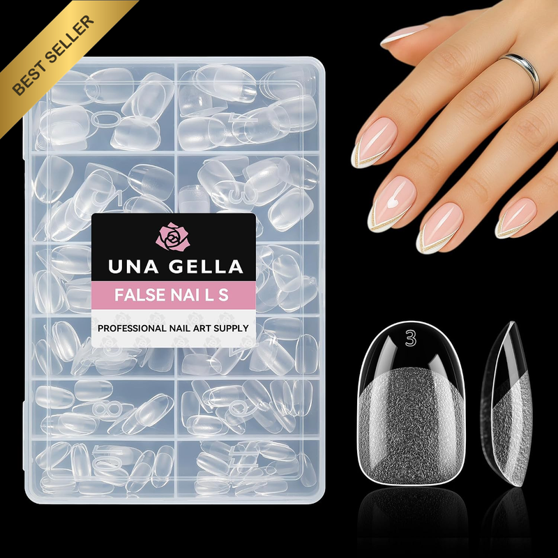 Short Oval round Nail Tips, Soft Gel Pre-Shaped Half Matte Short Oval Gel Nail T