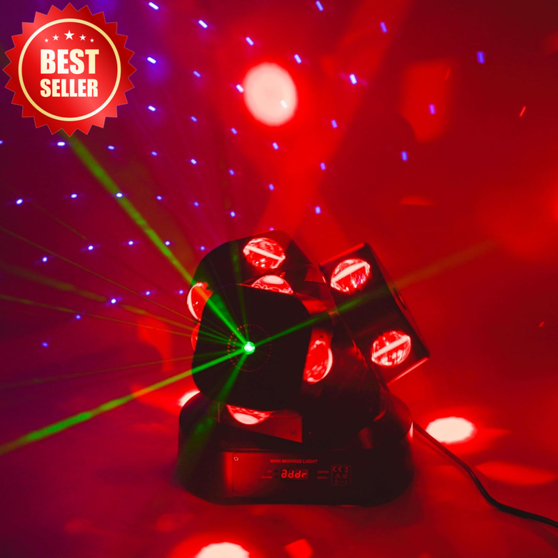 Moving Head DJ Light DMX 512 Strobe LED Sound Activated Party RGBW Beam Stage US