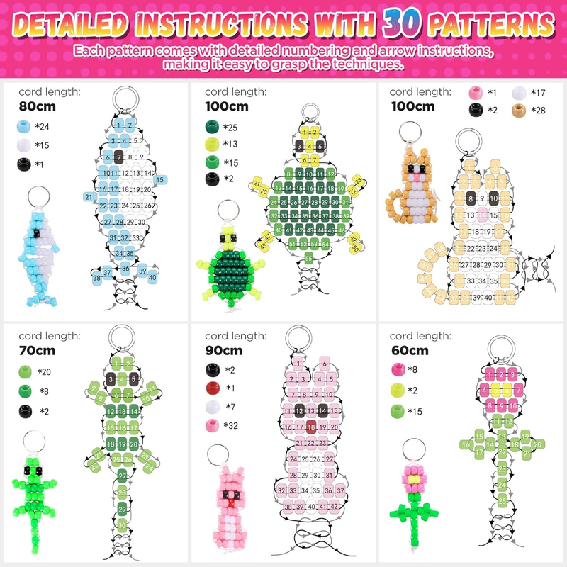 Pony Beads, Create Your Own Bead Pets, Colorful Kandi Beads for Bracelets, Big B