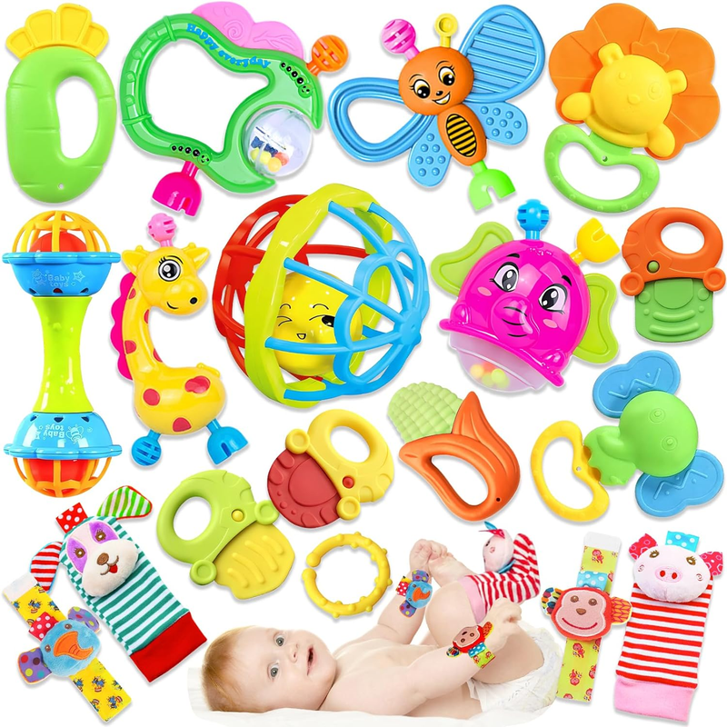 Baby Rattles Toys for 0-6 Months - 18 PCS Infant Toys 0-3 Mo