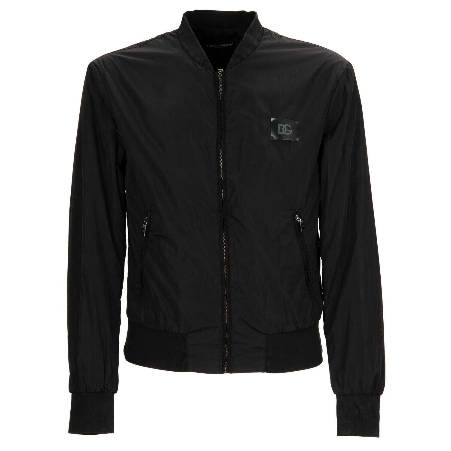 DOLCE & GABBANA Nylon Bomber Jacket with DG Logo and Pockets DOLCE & GABBANA Nylon Bomber Jacket with DG Logo and Pockets