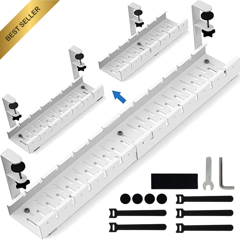 No Drill under Desk Cable Management Tray, 21.7