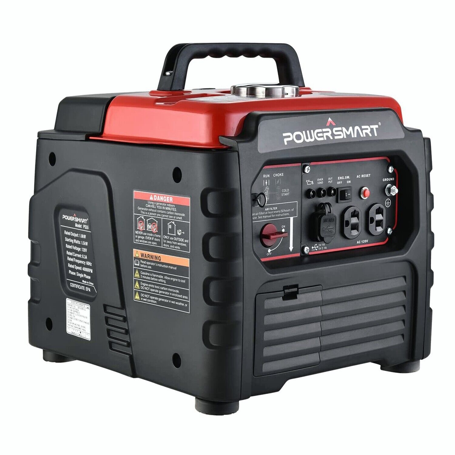 PowerSmart 1500W Gas Portable Inverter Generator Quiet RV Ho