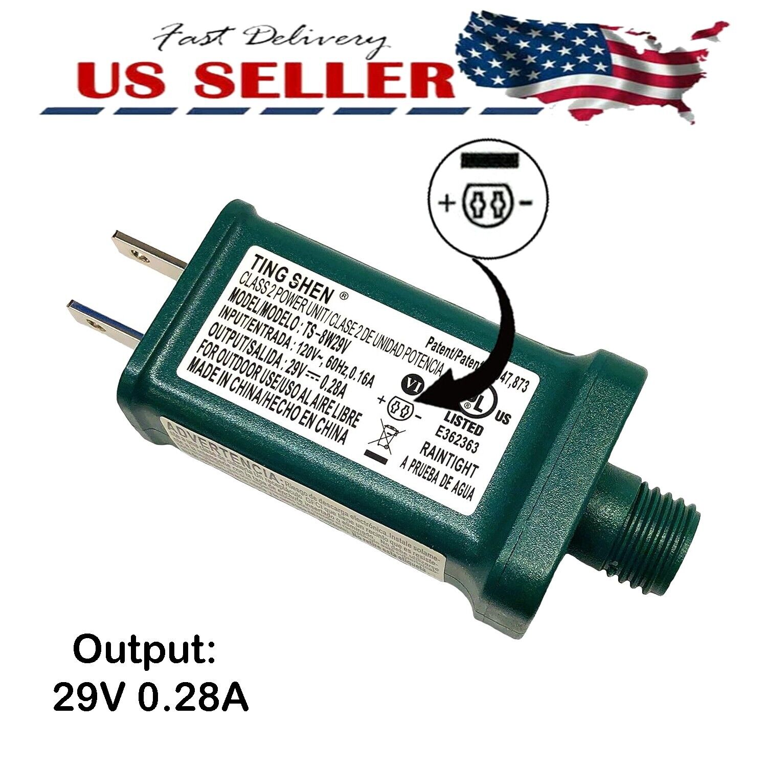 Ting Shen TS-8W29V LED Transformer DC 29V 0.28A Power Adapter for Xmas Lights Ting Shen TS-8W29V LED Transformer DC 29V 0.28A Power Adapter for Xmas Lights