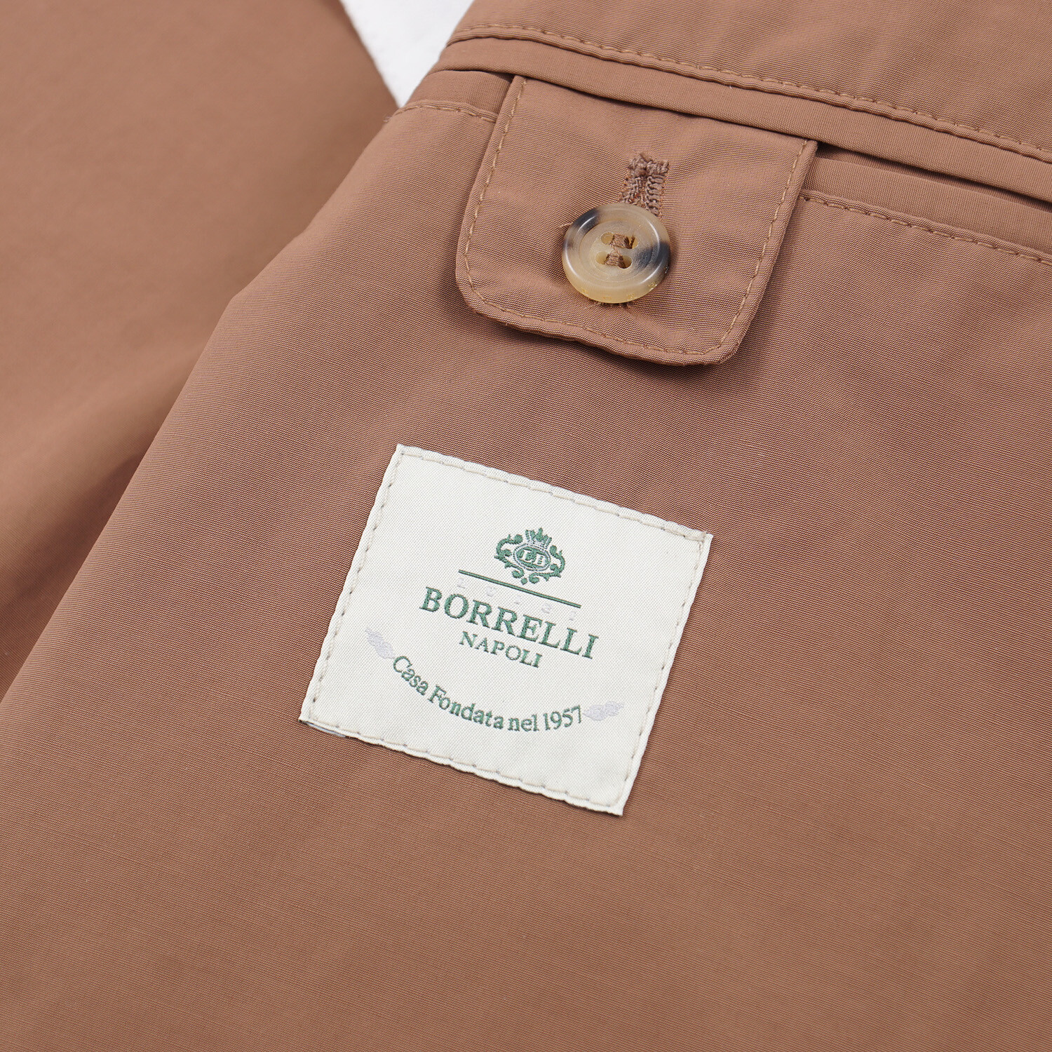 Pre-owned Luigi Borrelli Dark Tan Weather-repellent Field Jacket With Hood M (eu50) In Brown