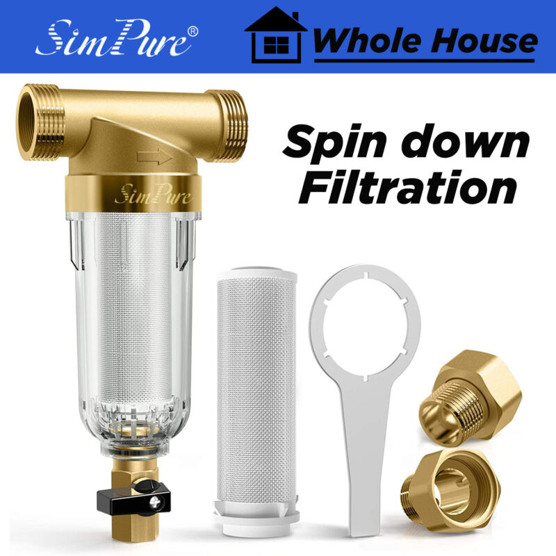 Reusable Spin Down Whole House Sediment Water Filter Pre-Filter System 40+200μm