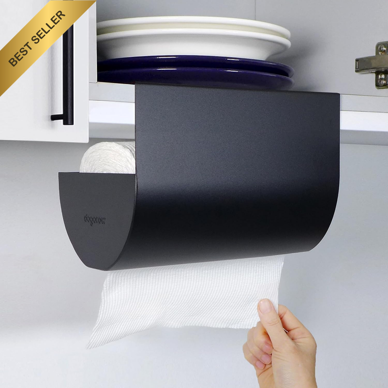 Paper Towel Holder – Kitchen Roll Holder – Under-Cabinet Rack Dispenser, Easy Te