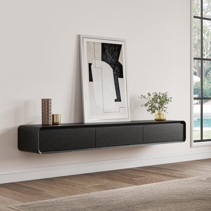 Minimalist Floating TV Stand, Modern Wall-Mounted Entertainm