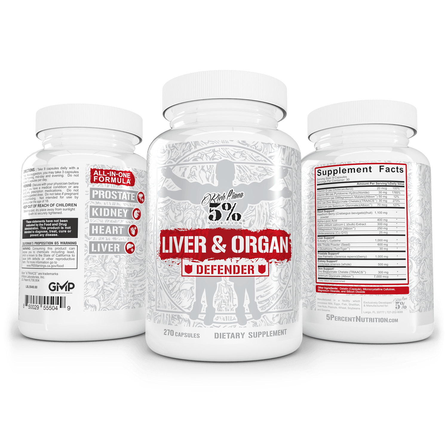 RICH PIANA 5% NUTRITION LIVER AND ORGAN DEFENDER 270 Capsules Cycle Support PCT
