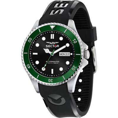 Pre-owned Sector No Limits Sector 230 Automatic Watch R3221161004 Silicone Black Green Men 43mm
