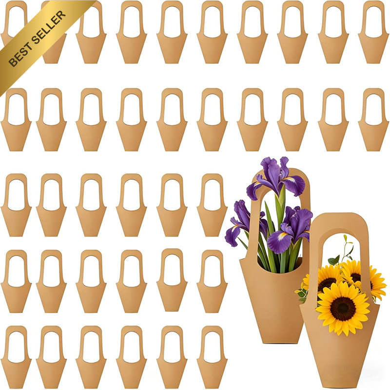 Flower Bouquet Bags with Handle Brown Paper Floral Gift Bags Flower Arrangement